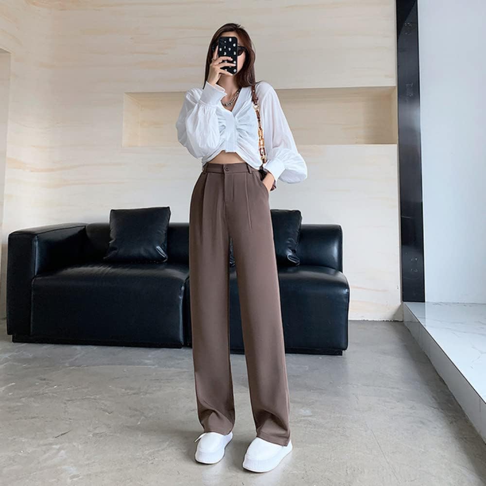 Amazon.co.jp: SDCVRE straight trousers Women's High Waist Floor-Length  Suits Pants Autumn Winter White Loose Wide Leg Pants Female Office Ladies  Straight Long Trousers Coffee Regular,S : Clothing, Shoes u0026 Jewelry