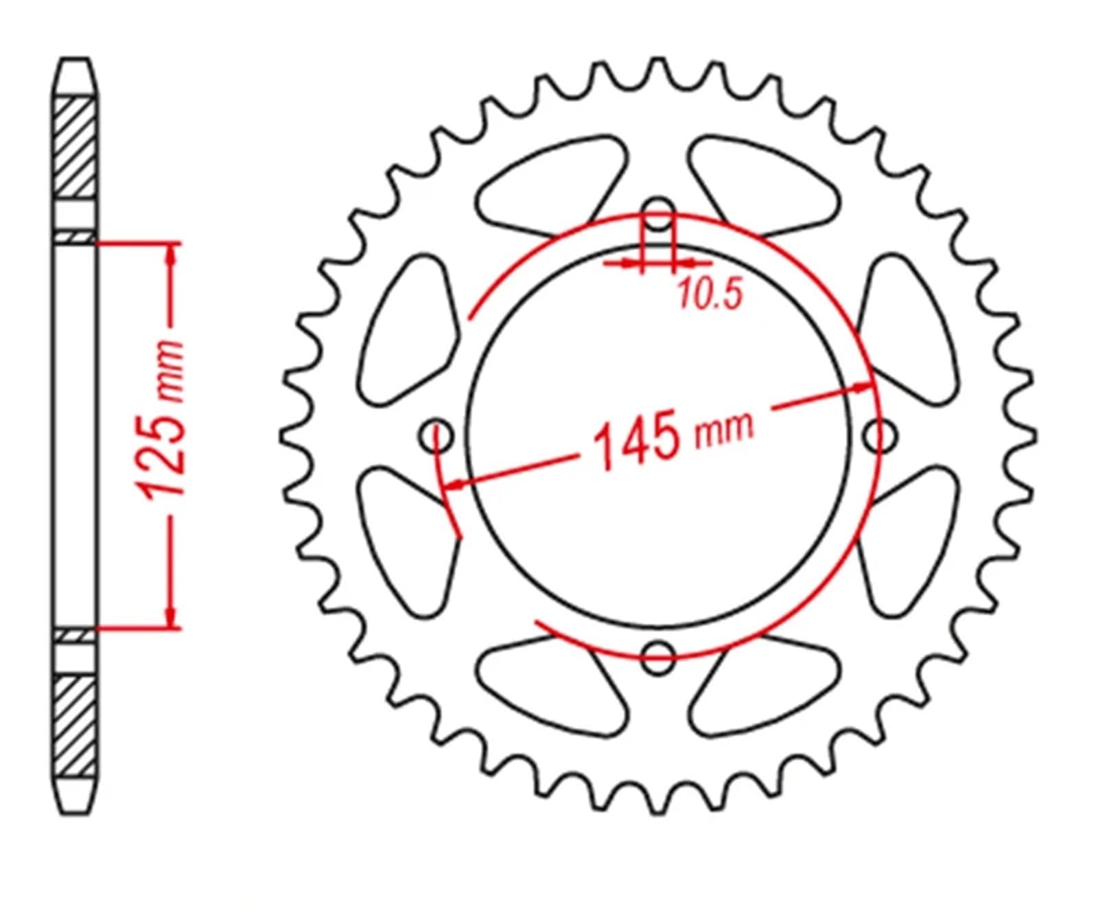 Piñón de Moto para Yamaha XTZ660 Tenere 1996-1998 Y TT600 RE 5CH5 2004 Corona Trasera para Motocicleta (Paso 520)(47 Teeth)