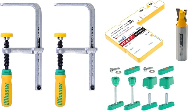 MICROJIG Matchfit DVC-1177K2 Dovetail Clamp Pro, Green/Yellow/Silver