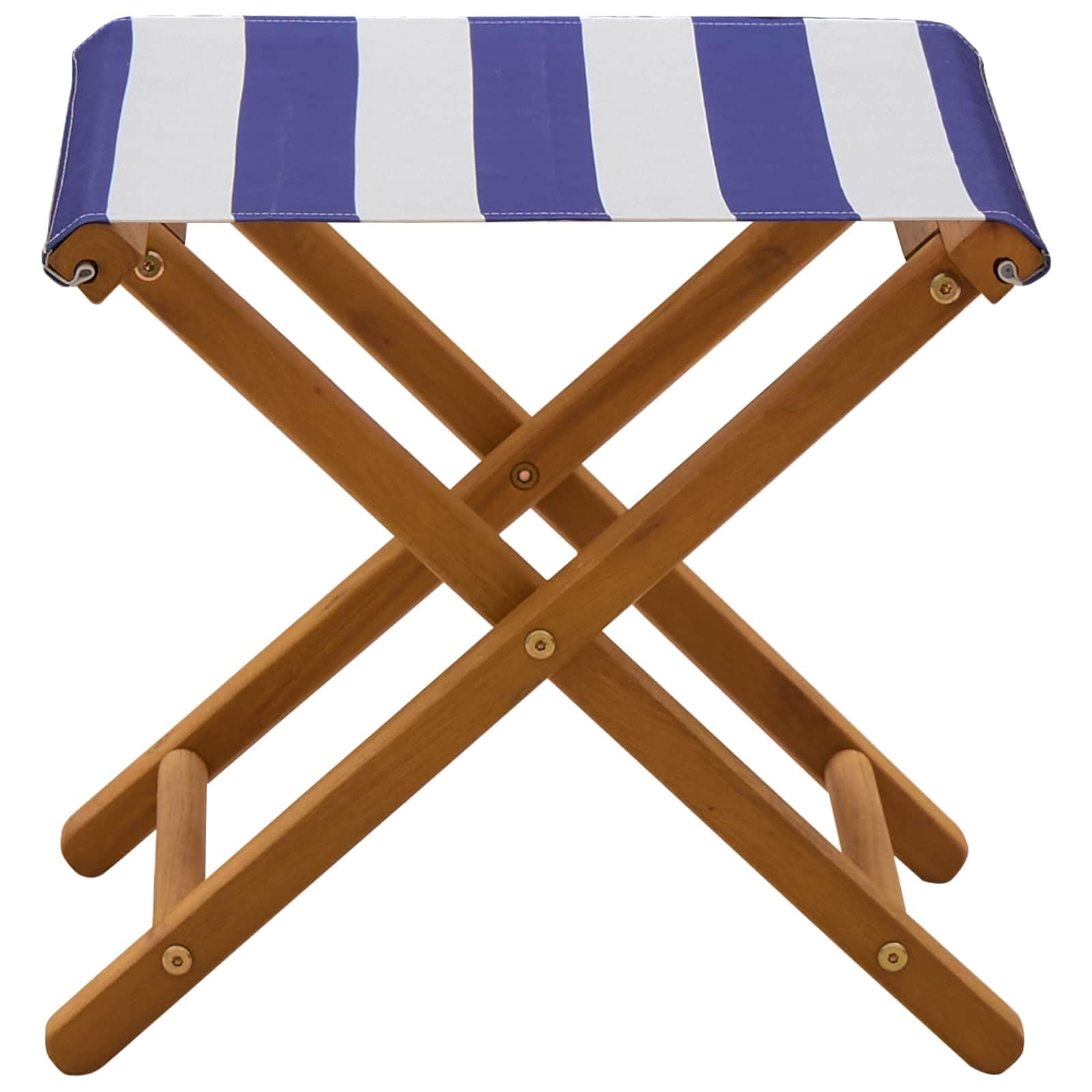 Set 2 Sedie a Sdraio Legno Eucalipto Massello Blu e Bianco | Poltrone pieghevoli per arredare terrazza, balcone o veranda. Supportano fino a 110 kg con seduta in poliestere.