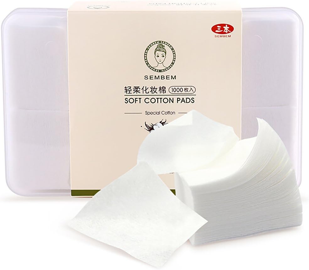 Sembem 1000 Pcs Facial Soft Cotton Pads Makeup Removal Pads Nail Polish Pads Cosmetic Remover Cotton Pads Lint Free Makeup Cotton Pads