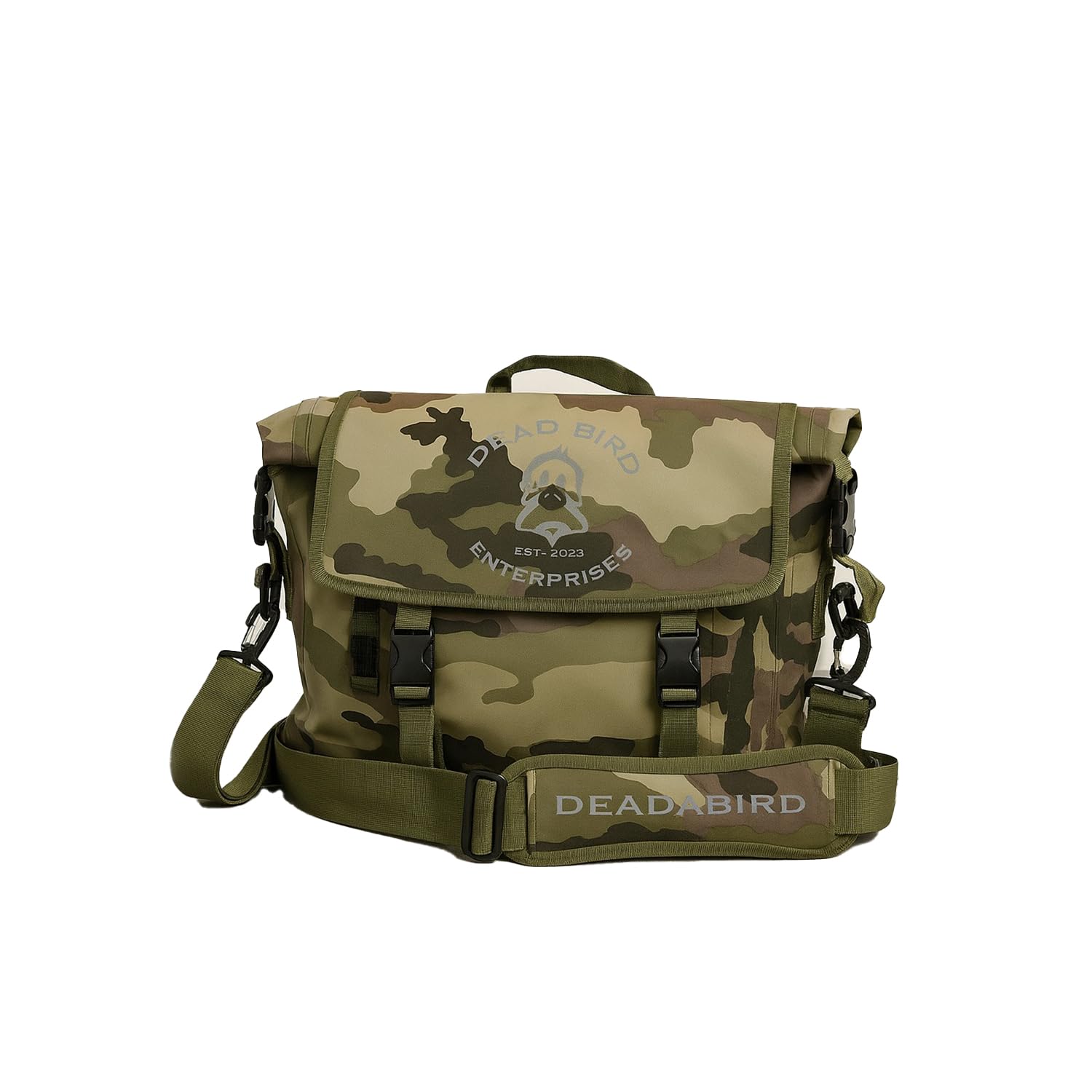 Waterproof Tactical Sling Bag with Camouflage Pattern Crossbody Dry Bag Roll-Top Design Adjustable Strap for Travel Outdoor Use