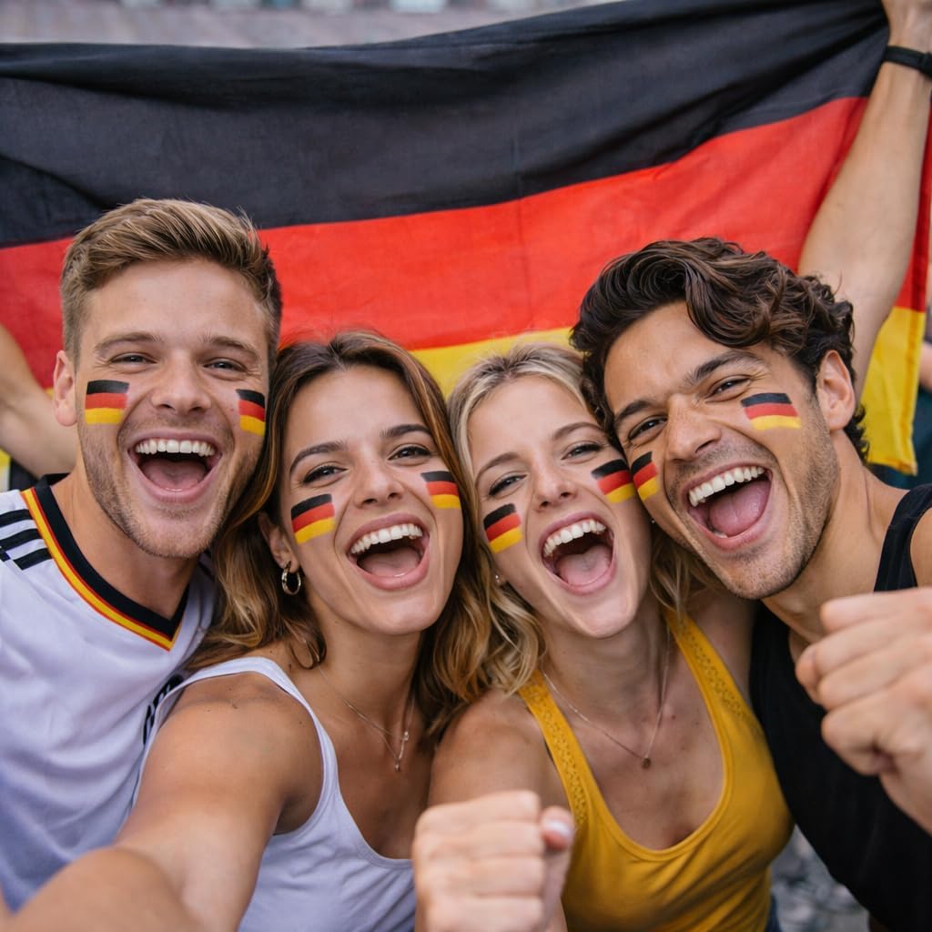 Lot de 3 crayons de maquillage pour fans de l'Allemagne - Noir, rouge, jaune (doré) - Pour décoration, décoration de fête de football, championnat d'Europe de football 2024