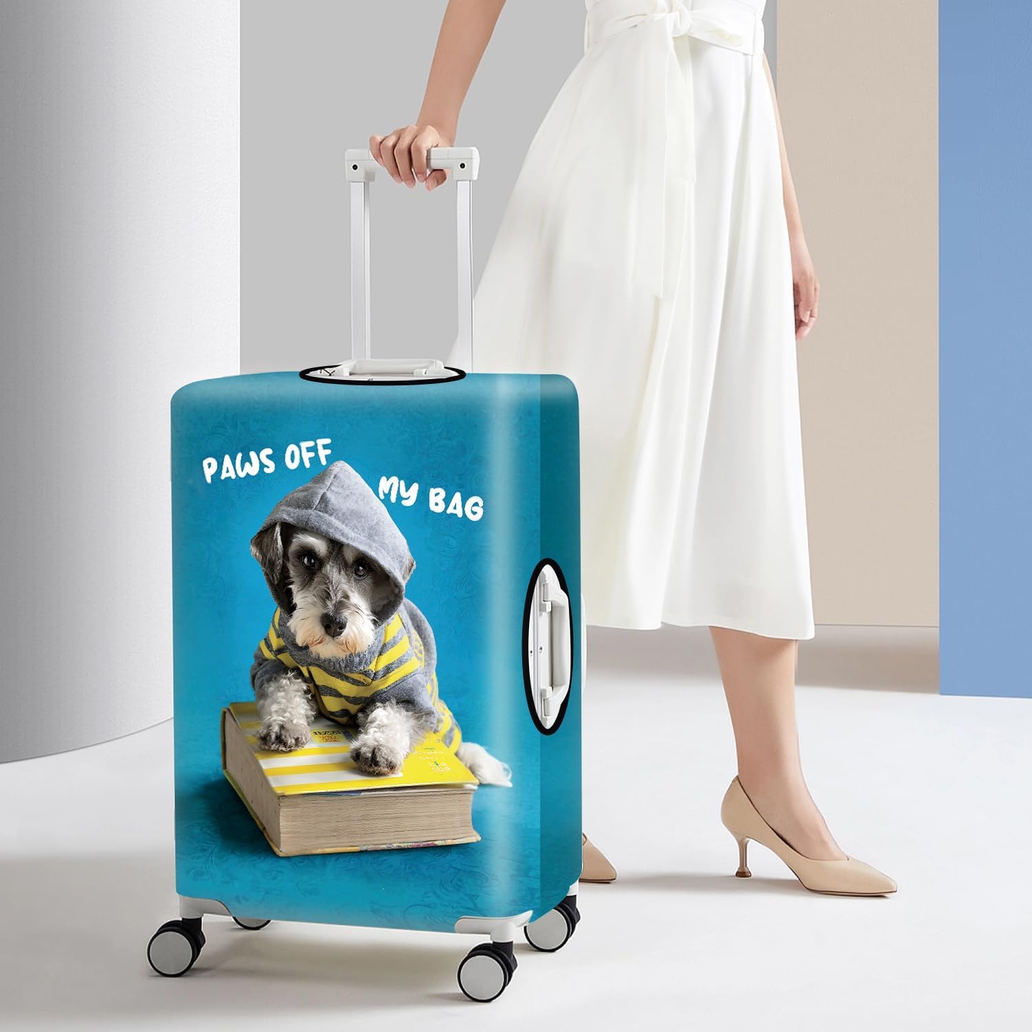 Paws Off My Bag Luggage Cover – Funny Dog Suitcase Protector, Stretch Elastic Luggage Cover for Travel, XL(32"-34" Suitcase)