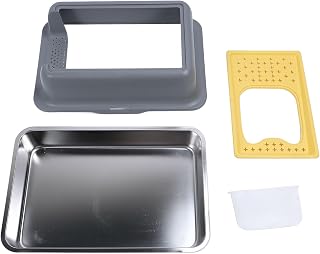 Stainless Steel Cat Litter Box | 13.19 Inch High Sides Leakage Guarded & Odor Controlled | Enclosed Litter Box for Large Cats/Multiple Cats | Simple to Maintain Non Adhere (Grey and Yellow)