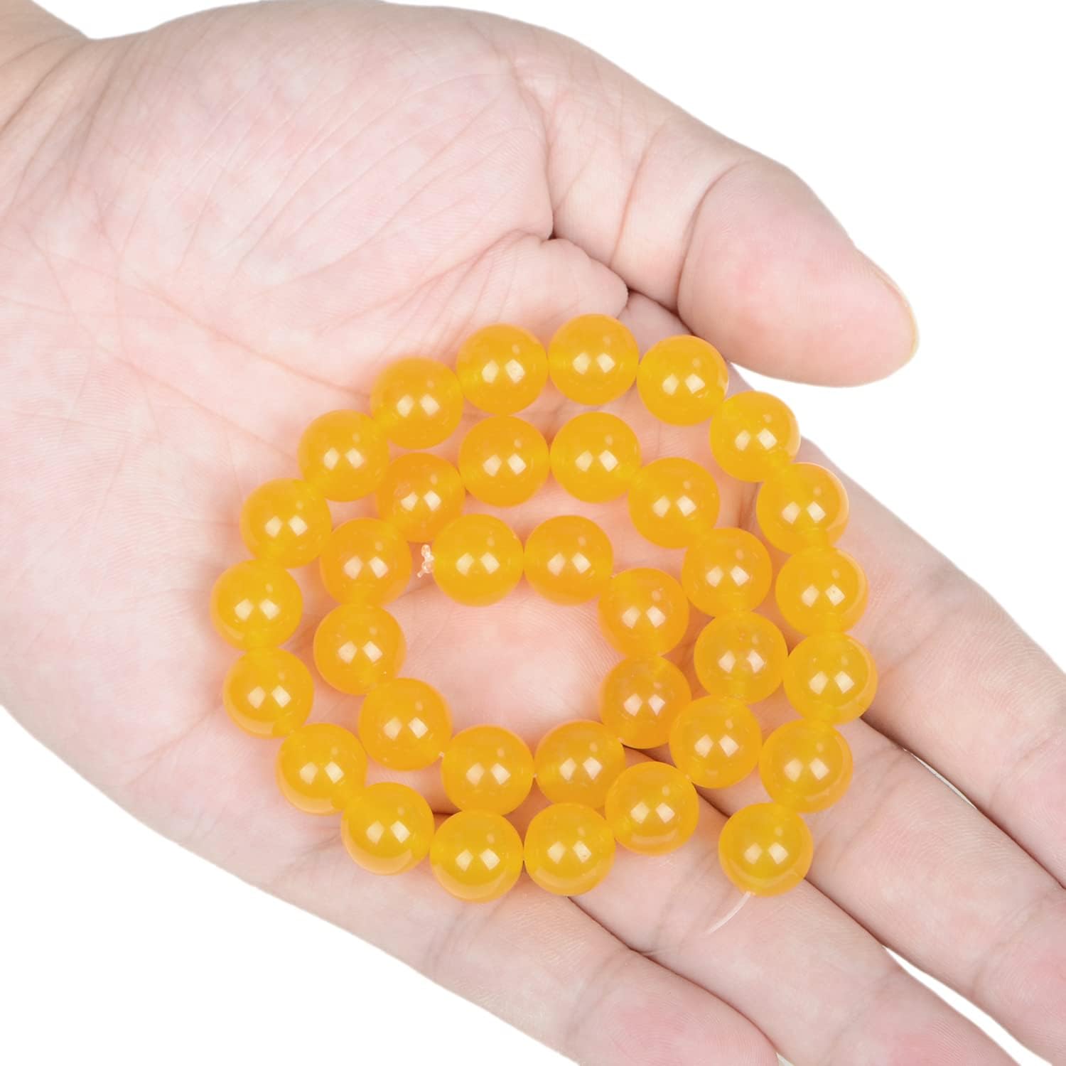 AD Beads Natural Gemstone Round Loose Beads 15" for Bracelet Necklace Earrings Jwelery Making Crafts DIY (10mm, Yellow Jade) - Image 3