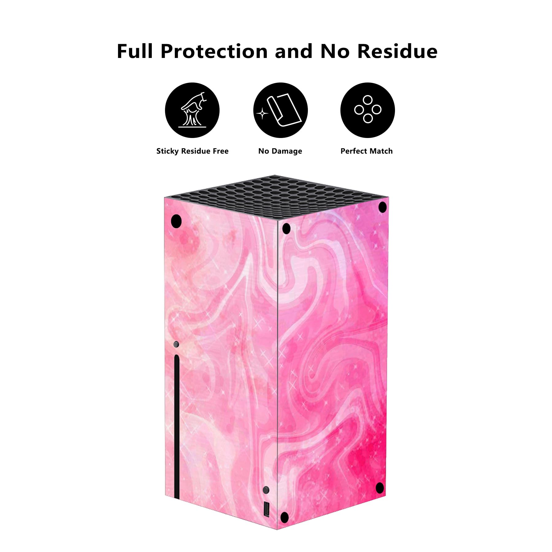 playvital Psychedelic Pink Custom Vinyl Skins for Xbox Series X, Wrap Decal Cover Stickers for Xbox Series X Console Controller - 3