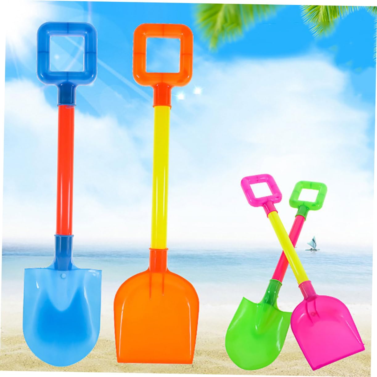 Didiseaon Set 10pezzi Pala Doppia per Bambini in Abs per Giochi da Spiaggia e Neve, per Bambini e Ragazzi, Giocattolo Educativo per Divertimento all Aperto Colore Casuale
