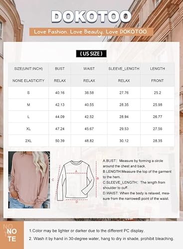 Dokotoo Womens Autumn Ladies Loose Fit Crewneck Ribbed Raglan Long Sleeve Casual Tops Blouses Fashion T-Shirts Thin Pullovers Sweatshirt Pink Large #TOP5