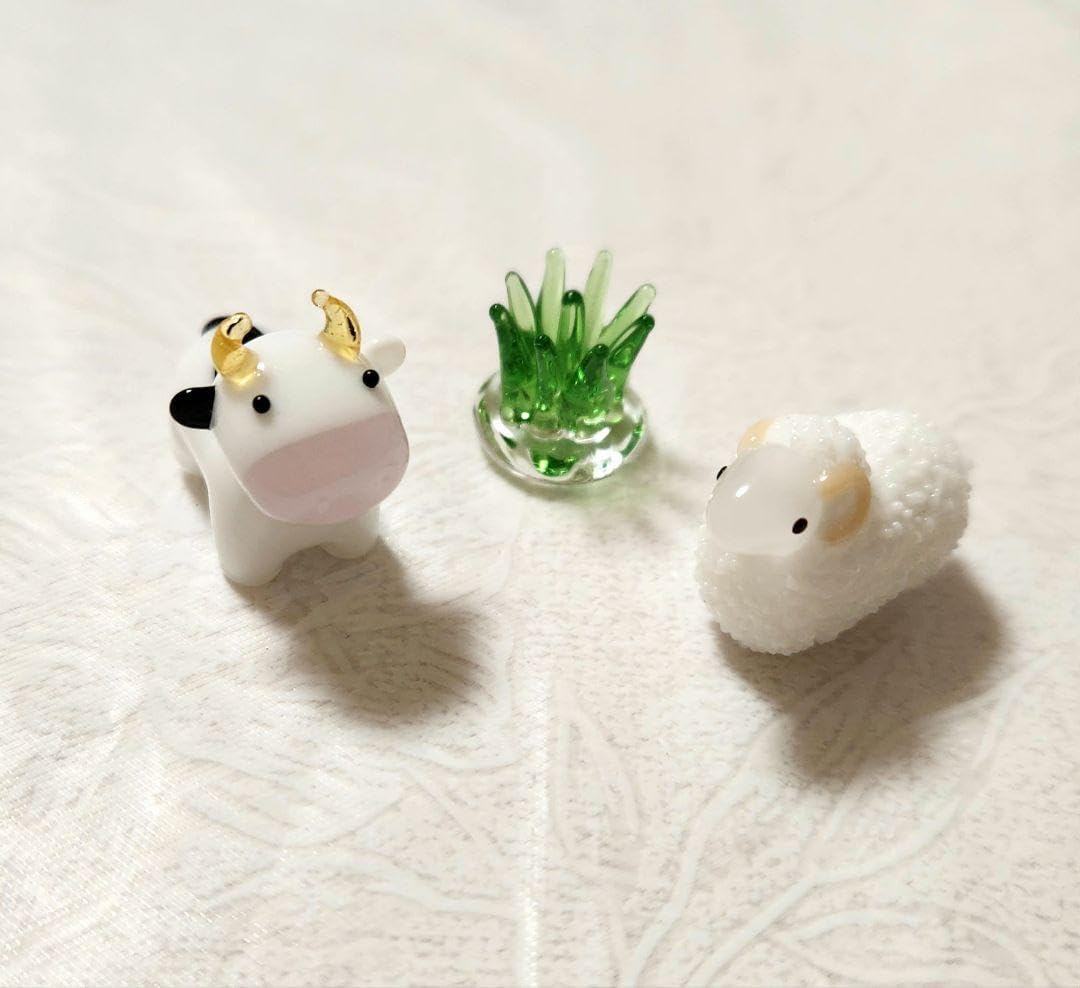 ガラス細工 ミニチュアガラス 3点セット ミニチュアガラス細工 お月見