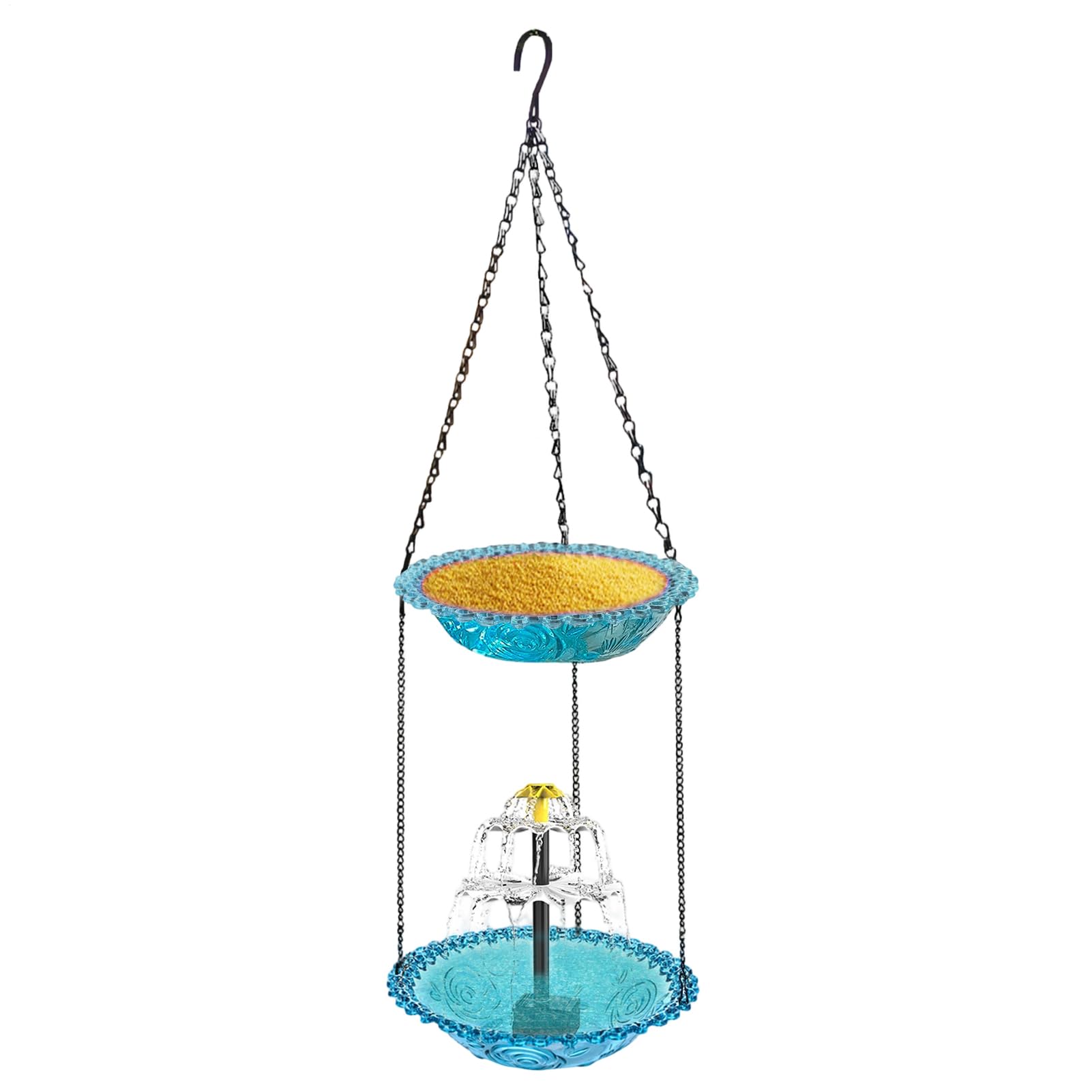 Fontana per Uccelli da Esterno artistica con animali | Bagno per uccelli da esterno con pompa Per Recinzioni, Corrimano, Terrazza, Pilastri, Cortile, Balcone, Pettirossi, Passeri