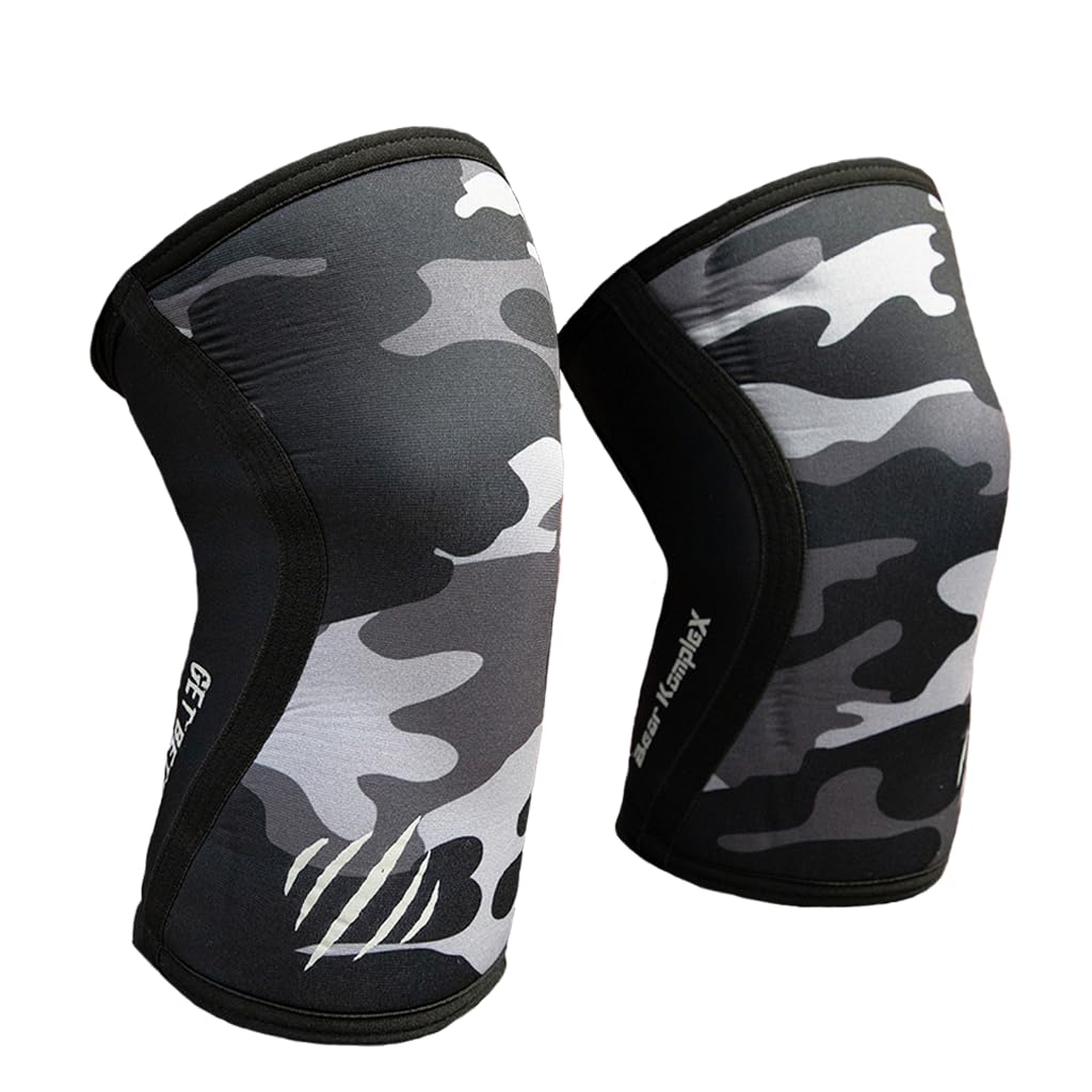 Bear KompleX Compression Knee Sleeves, Fitness & Support for Workouts & Running. Sold in Pairs-Crossfit Training, Weightlifting, Wrestling, Squats & Gym Use. 5mm&7mm Thick, Multicolor Options