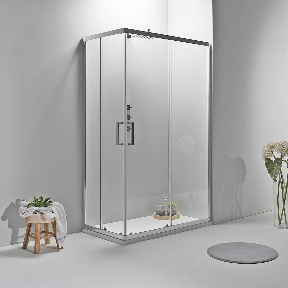 Cabina Box Doccia Elite Angolare 80x80 cm Scorrevole Trasparente Cristallo 6 mm Temperato