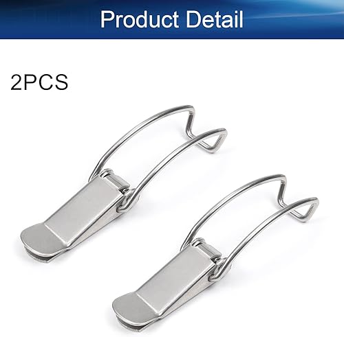 Miniatura 8 de Yinpecly 3.43 pulgadas de longitud 304 de acero inoxidable con resorte de cierre sin agujero de bloqueo, cerraduras con resorte, cierres para caja