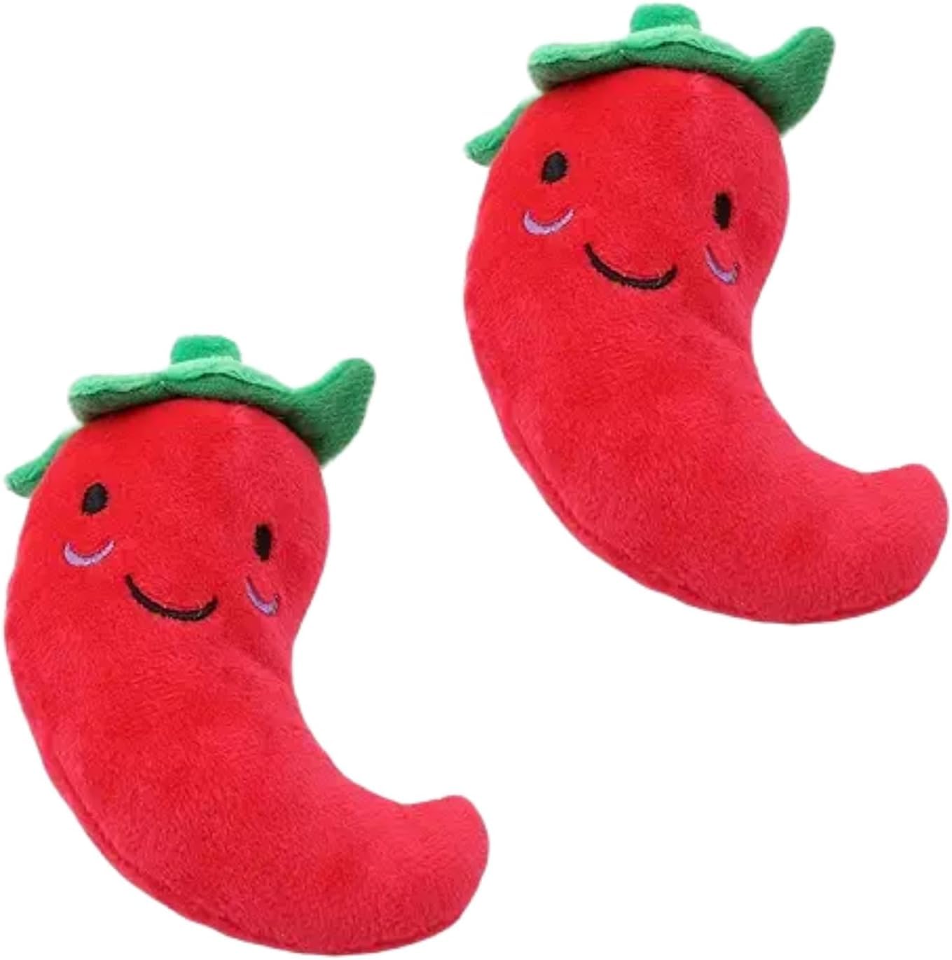 2Pcs Plush Chilli Toy Fruits and Vegetables Dog Squeaky Toys Plush Chili Eggplant Corn Puppy Dog Toys for Small Dogs,Chili,Size 1 Nice and Practical Squeak Toys Pet Supplies