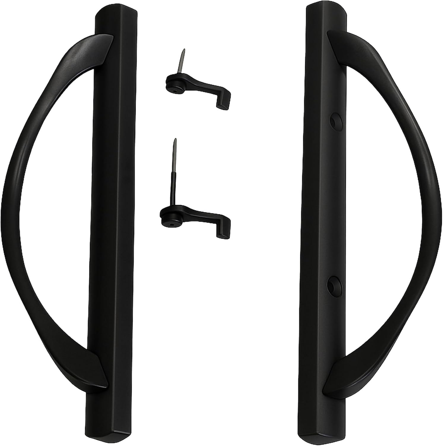 Brixwell Patio Door Handle Set Black Metal, 10-1/2" Plate Height, 3-15/16" Mounting Hole Spacing, Includes 2-1/16" Long Tailpiece and 3/4" Short Tailpiece, Sliding Patio Handle and Door Hardware