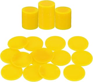 QUARKZMAN 64 Stück Plastik Pokerchips 1 Zoll Mini Bingo Chips Lernzähler Zählchips Scheiben Markierungen Undurchsichtige Spielmarken Für Spiele Mathezählen Gelb Muster