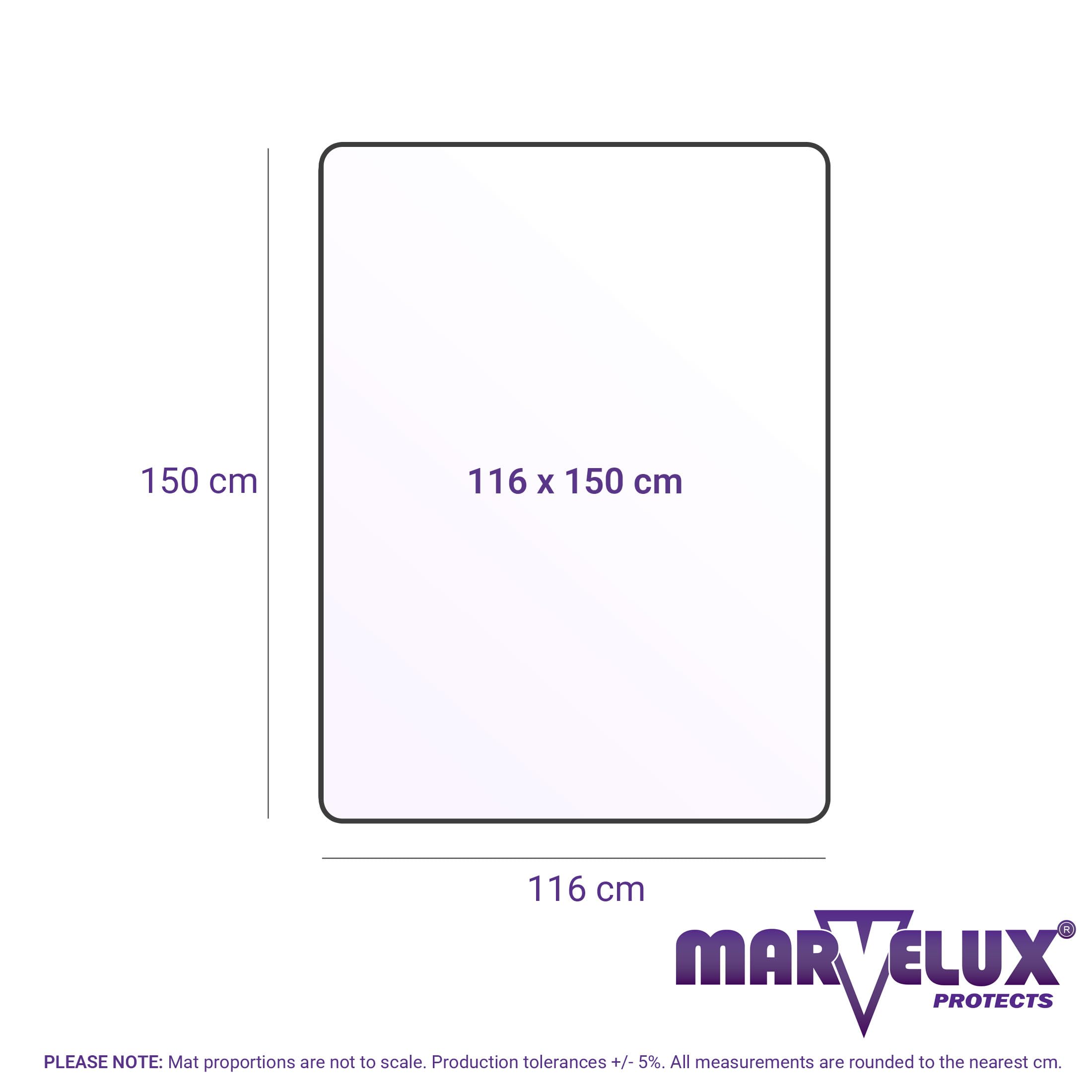 Marvelux 120 x 150 cm (47"x 60") Tapis de Chaise rectangulaire en Polycarbonate (PC) pour sols durs | Protecteur de Sol Transparent | Plusieurs Tailles