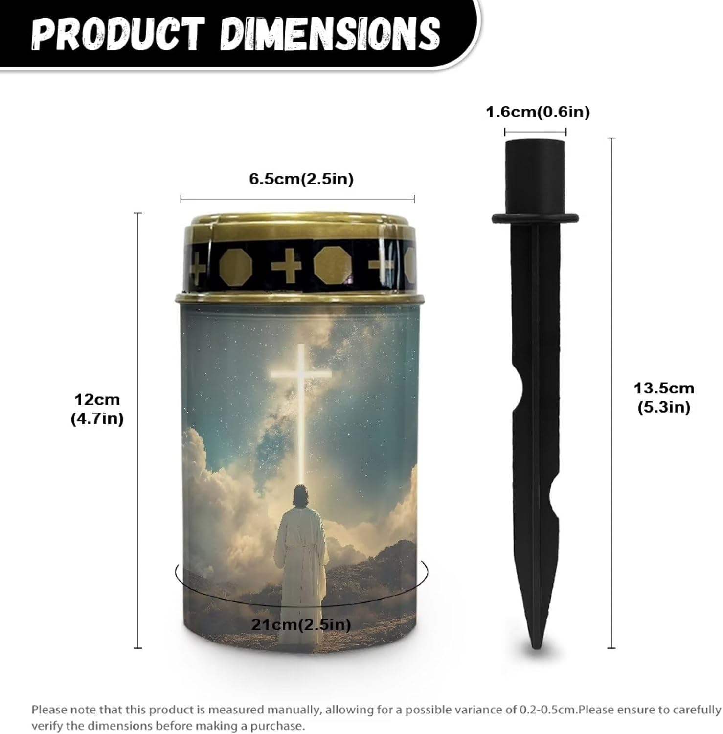 Poceacles 4 Pack Cross Solar Lights Waterproof Solar Garden Lights Cemetery Solar Outdoor Lights Outdoor Stake Automatic Solar Lantern for Cemetery Grave Decoration, God Cross Galaxy Blue