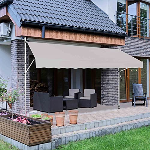 Strattore Toldo articulado con Armazón 300 x 120 cm Enrollable Terraza Balcón Toldo Protector de Sol Retráctil - sin taladrar - Gris Cover