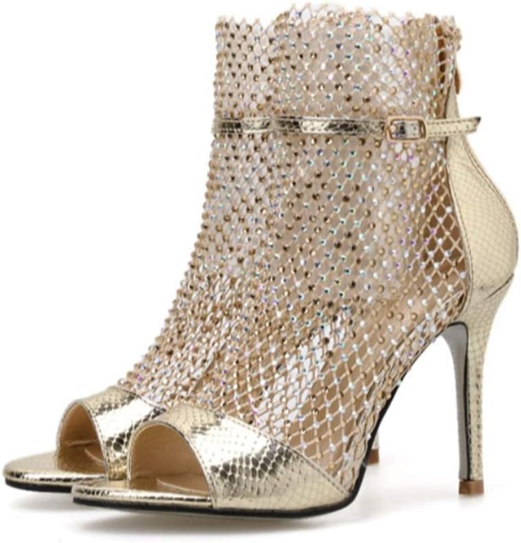 SXFJF Ladies Sandals Women High Heels Sandals Fish Mouth Open Toe Sandals Women Summer Banquet Fine Heel Roman High Heels Mesh Large Size Sandals,Gold,42