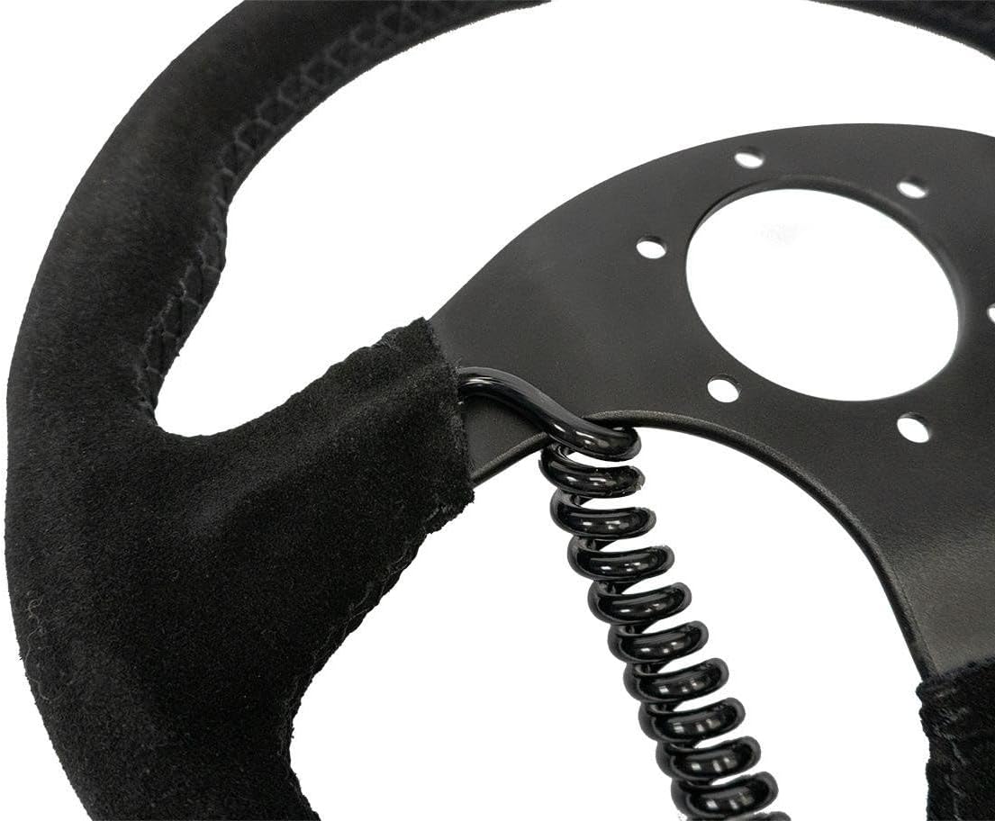 PRP Seats Heated Comp-R Flat Bottom Suede Steering Wheel - 13” Dia with D-Shape, 6-Bolt Pattern, 12V Integrated Heaters, Matte Black Aluminum - for UTV, Wrangler, Truck, Buggy (Black)