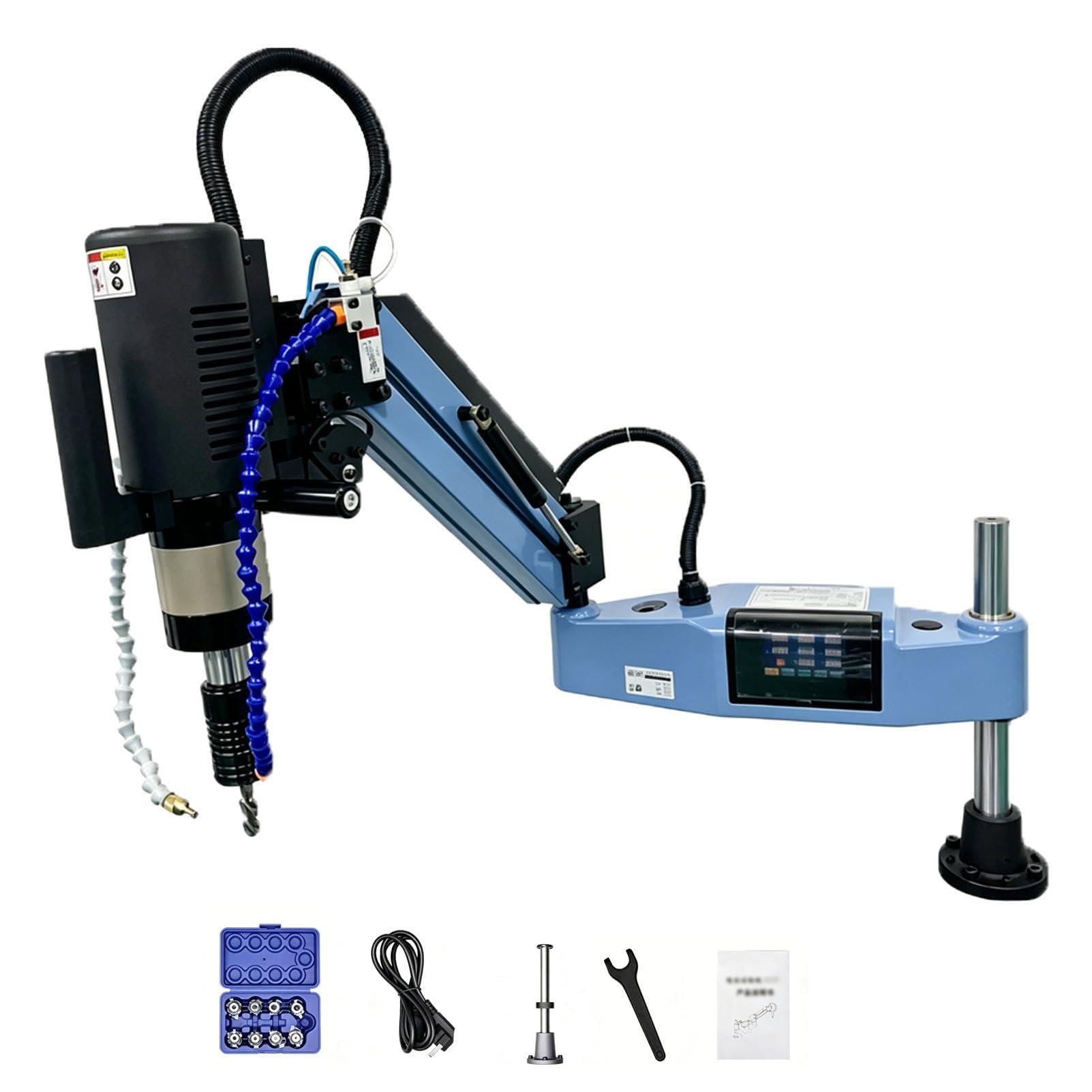 Pfps Industrial Electric Tapper, M3-M16 Threading Machine with 1100mm Reach, Auto-Lubrication & Air Blow Function, 0-375RPM Servo Motor for Stainless Steel Processing
