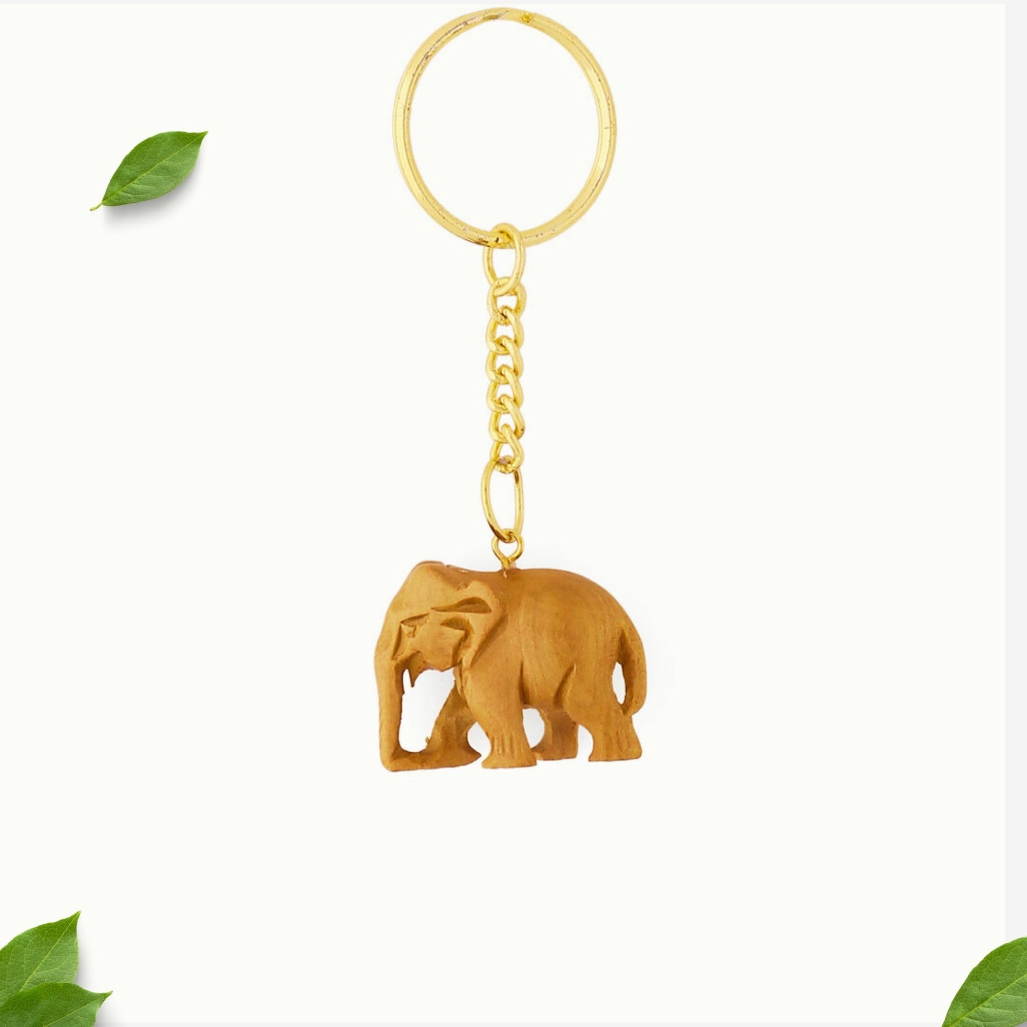 RDK Hancrafted Original Sandalwood Elephant Engraved Keyring Key Ring Chain Chandan Handmade Keys Hanger Keychain - 1 Inch (Pack of 1)-image-6
