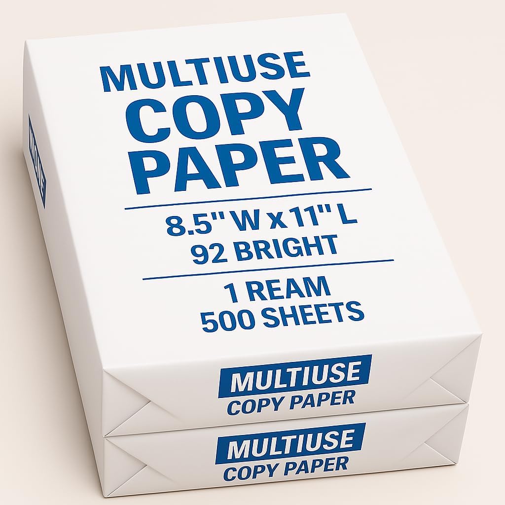 Multiuse Copy Paper, 8.5 x 11 inches, 92 Bright, 1000 Sheets, 2 Reams- Colorlok Technology- for Brighter and Vibrant color printing Job