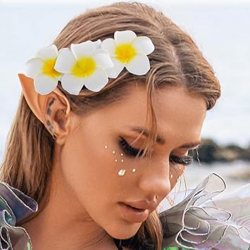 Zoestar Hawaii Flower Hair Clip Plumeria 3pcs Beach Hair Accessory for Women