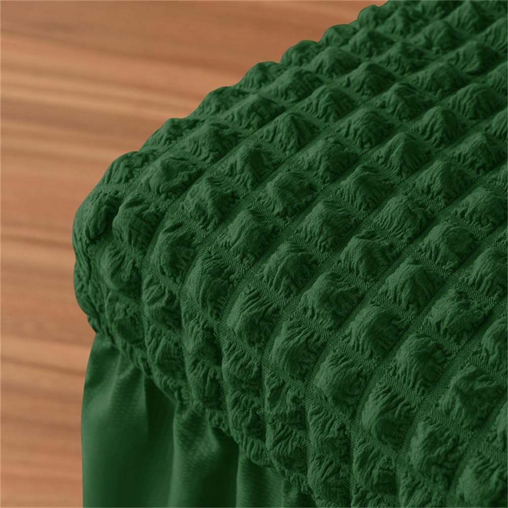 High Stretch Dining Chair Covers, Seersucker Chair Slipcovers Parson Chairs Cover Removable Washable Chair Seat Protector for Home Ceremony Banquet Wedding Hotel,Dark Green,2PCS