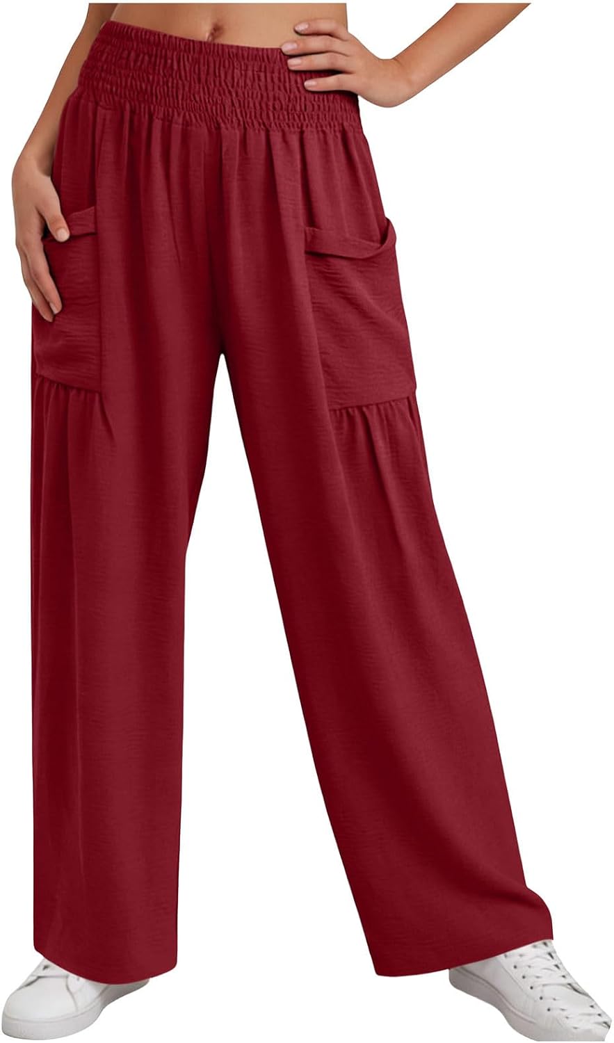 Wide Leg Pants for Women Loose Casual Flowy Palazzo Pants with Pockets Summer Holiday Beach Vacation Trousers