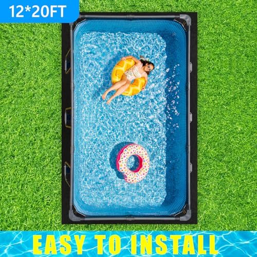 Image of Pool Liner Pad for Above Ground Pool - Heavy Duty 8oz /m Felt Underlayment Pad, 40% Thicker Rectangle Pool Pad,Heat-Pressed Under Pool Mat for Superior Puncture Resistance (12*20ft, Rectangle)