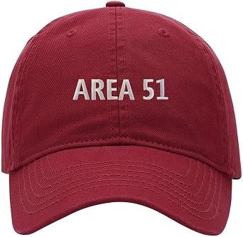 Baseball Cap Men Area 51 Alien ET Embroidered Dad Hat | Unique Embroidery,Washed Cotton,Basic daily wear,Metal buckle adjustable back,unisex for men & women,lightweight & breathable