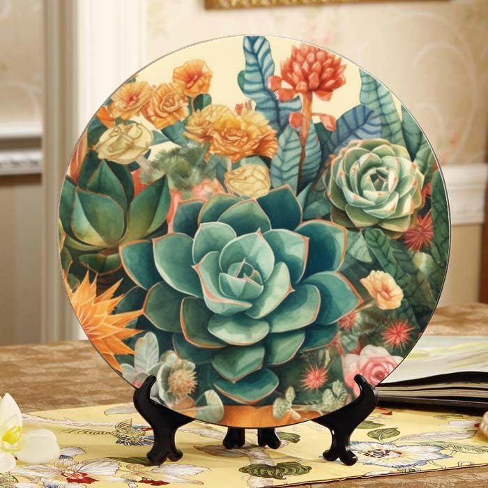 City Skyline 10-inch Ceramic Plate for Wall Display or Tabletop, with Stand & Hook DP-17063938