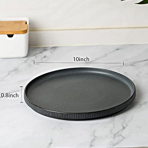 Miniatura 6 de Famiware Star - Juego de platos llanos para 6, 10 pulgadas, resistentes a los arañazos, vajilla de cerámica, platos de cocina modernos y rústicos,