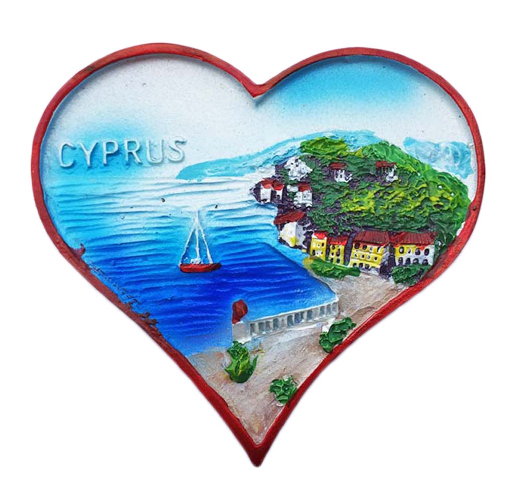 Wedarego Red Wedare Heart-Shaped Cyprus 3D Refrigerator Magnet Travel Souvenirs,Resin Home & Kitchen Decoration Cyprus Fridge Magnet