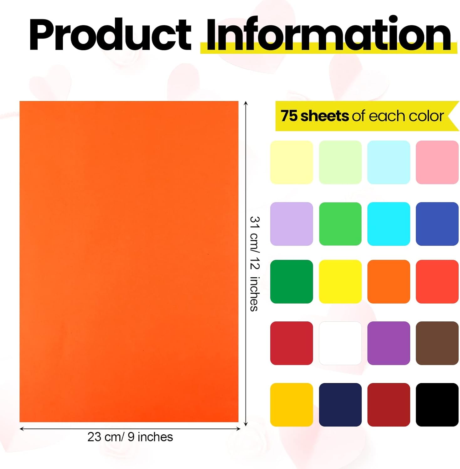 Yahenda 1500 Pcs Construction Paper Bulk Assorted Colors 9 x 12 Inches Craft Paper 20 Colors Colored Essentials for Arts & Crafts Supplies Adults Drawing
