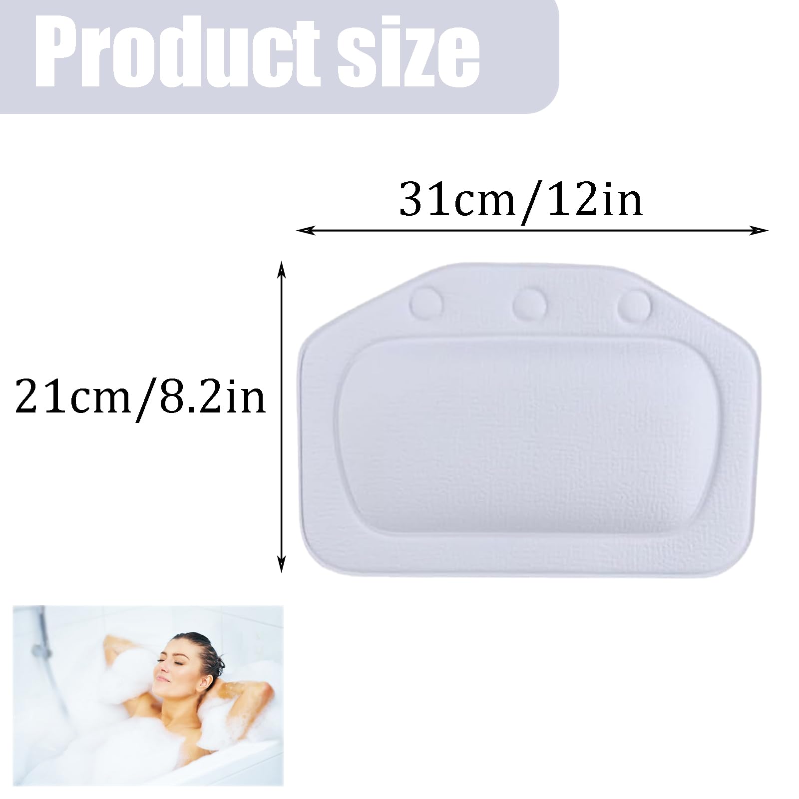 Bath Pillow With 3 Strong Suction Cups - Image 2