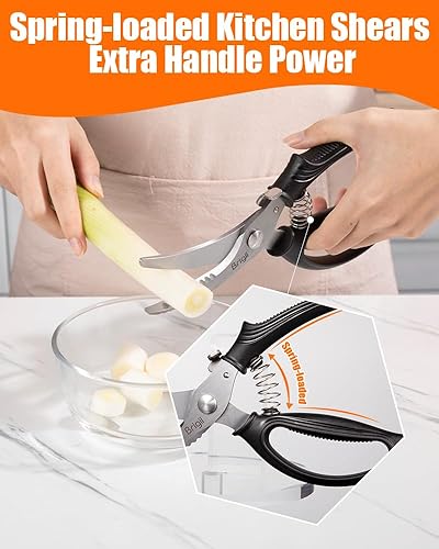 Miniatura 4 de Brigii Tijeras de cocina, tijeras de acero inoxidable resistentes para aves de corral, tijeras de cocina multiusos para cortar pollo, pescado,