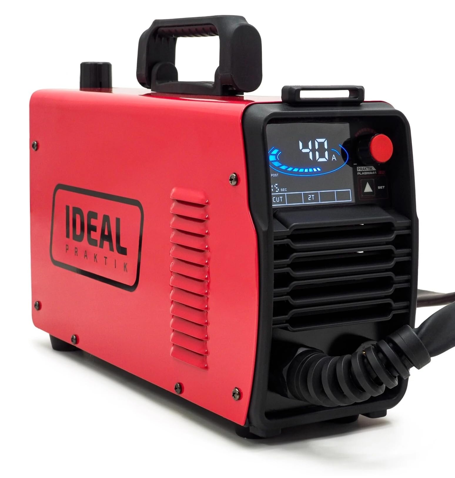 Ideal cortador de plasma Praktik Plasma 41 LED, corte preciso hasta 16 mm con tecnología inversor, encendido RF y 20-40 A a 230 V