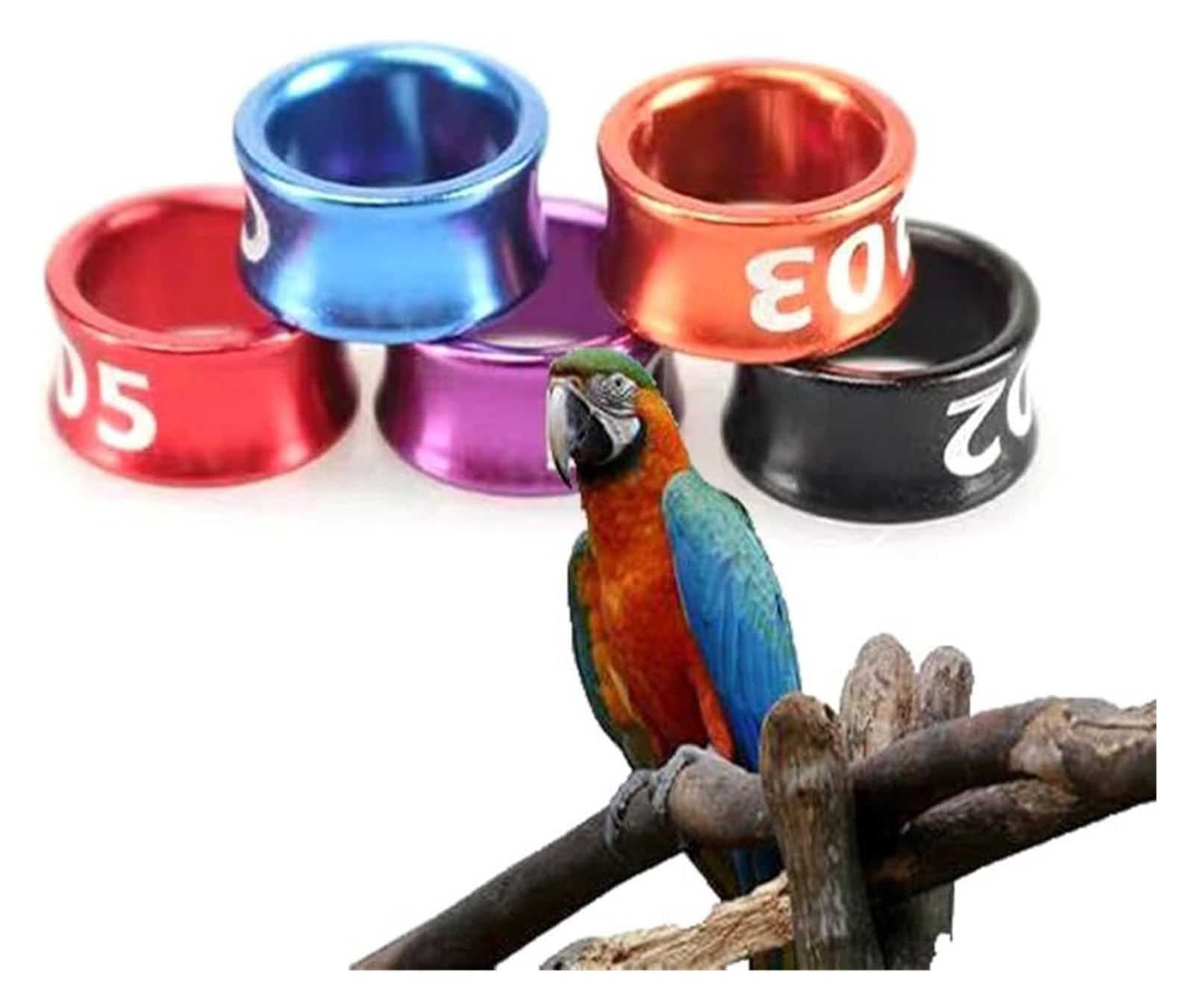pájaro con las piernas cerradas, Patas abiertas de aluminio for identificación patas pájaros, diámetro Multicolor 4-8mm, 50-200 Uds(Mixed Colors8.0mm,200pc)