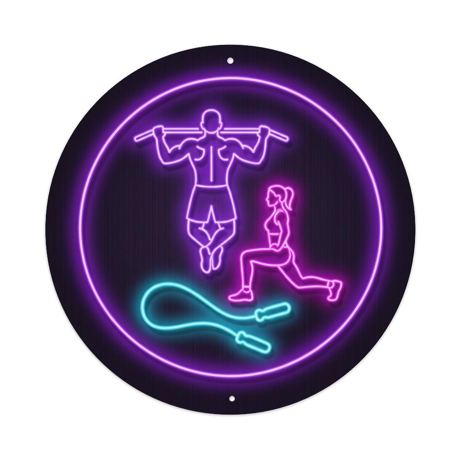 Yrnq 8X8inch Vintage Style Vintage Faux Neon Gym Retro Bodybuilding Fitness Power Metal Tin Sign