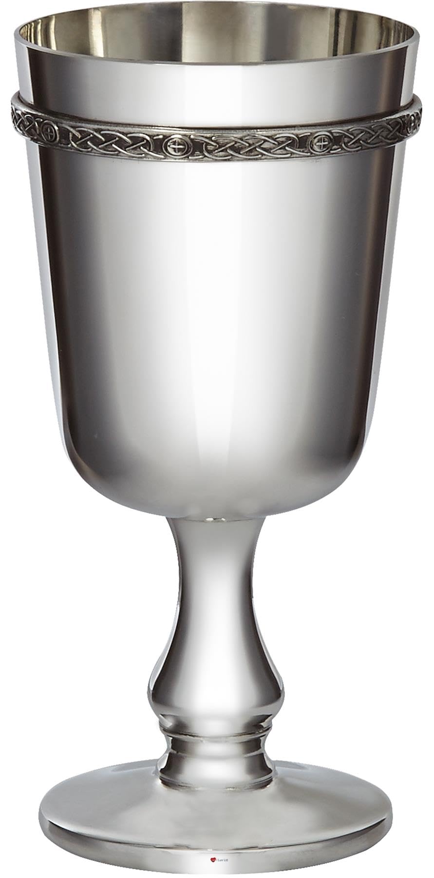 I LUV LTD Peltro Calice Banda Celtica 300 ml Luminoso Lucidato Fine Sia Dentro che Fuori con Funzionalità Touchmark Perfetto per L'incisione
