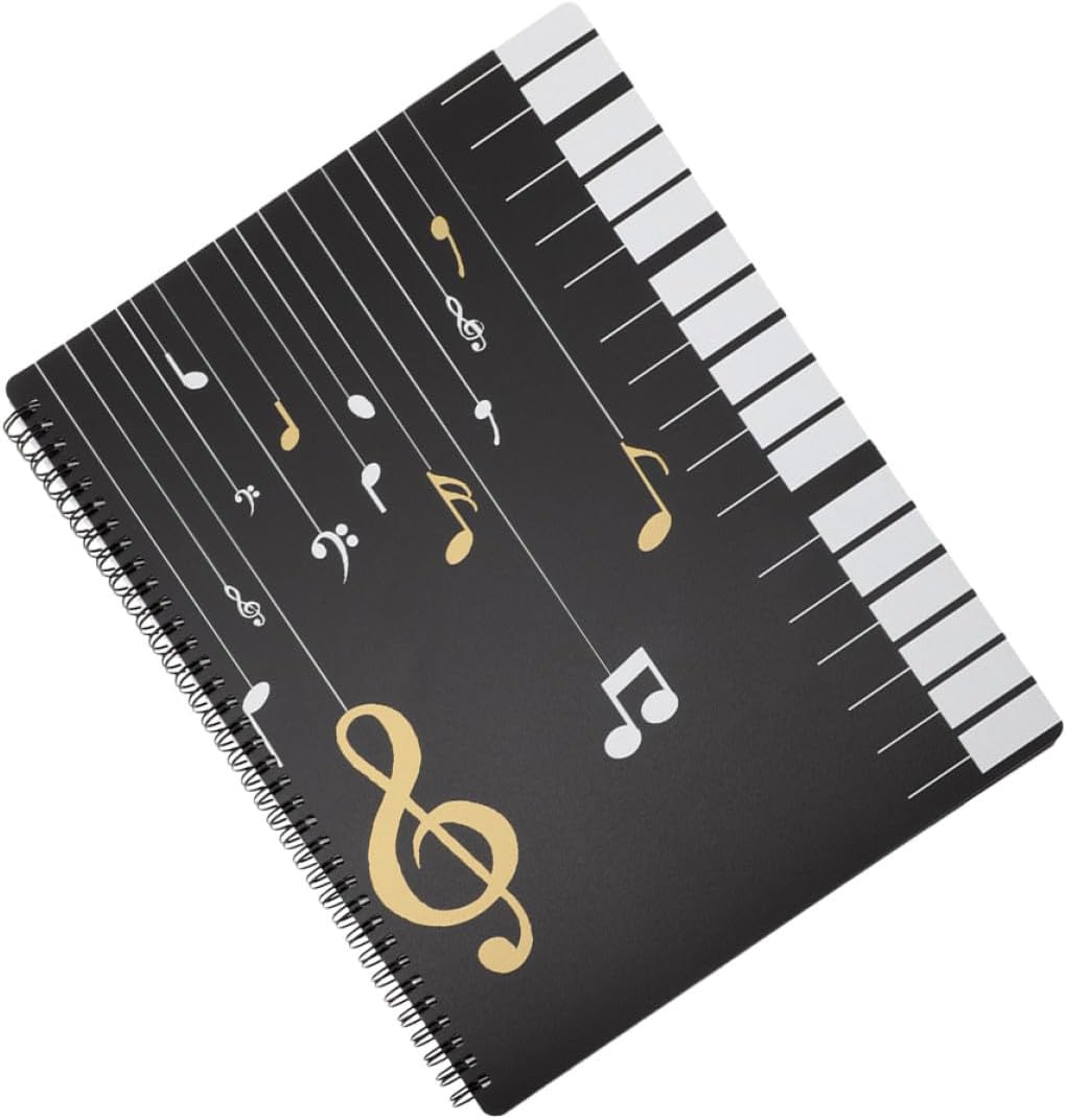 TOYANDONA A4 Sheet Music Folder with 50 Piano Keyboard Pages, Refillable Document Organizer for Music Scores, Office and Student File Holder