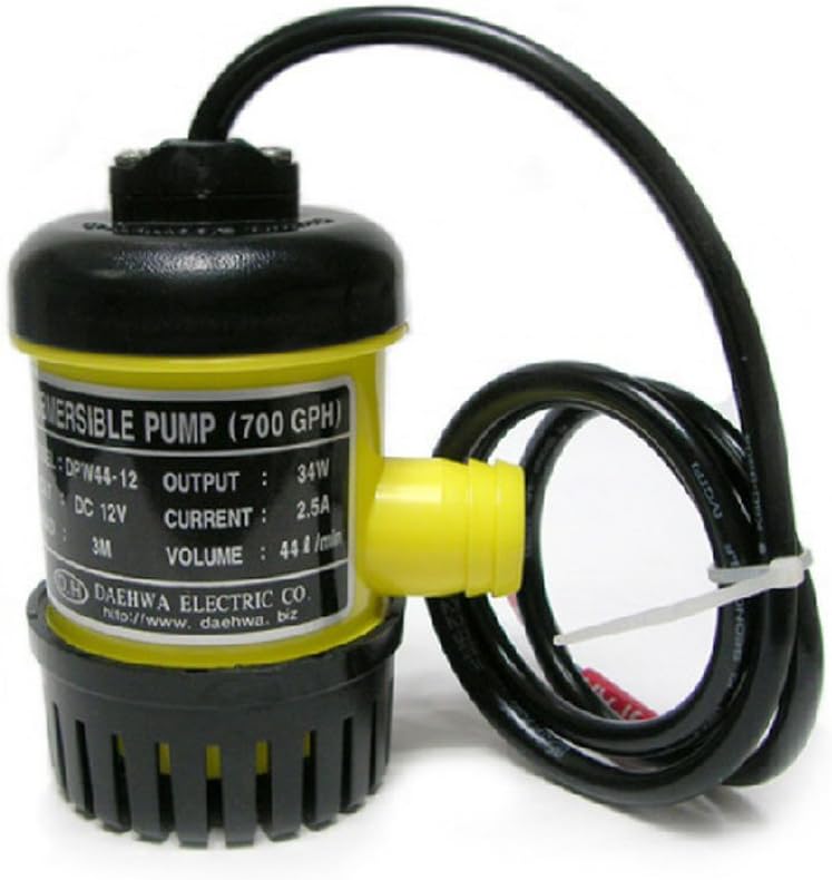 Water Pump DC 12V 34W Small & Powerful Submersible 690GPH Max Lift 3m for Ponds