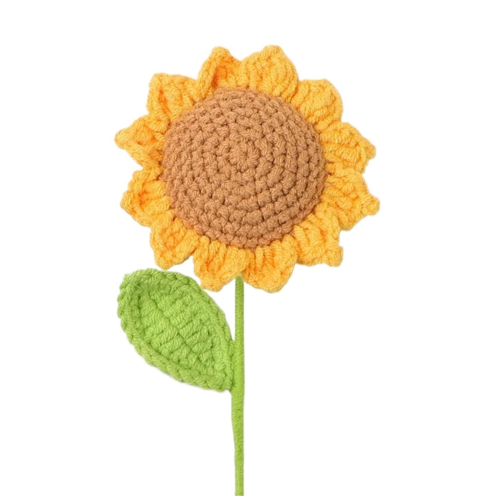 ZHSOAO 2pcs Crochet Sunflowers Graduation Flower Bouquet Creative Artificial Kintted Woven Plant for Weddings Birthdays