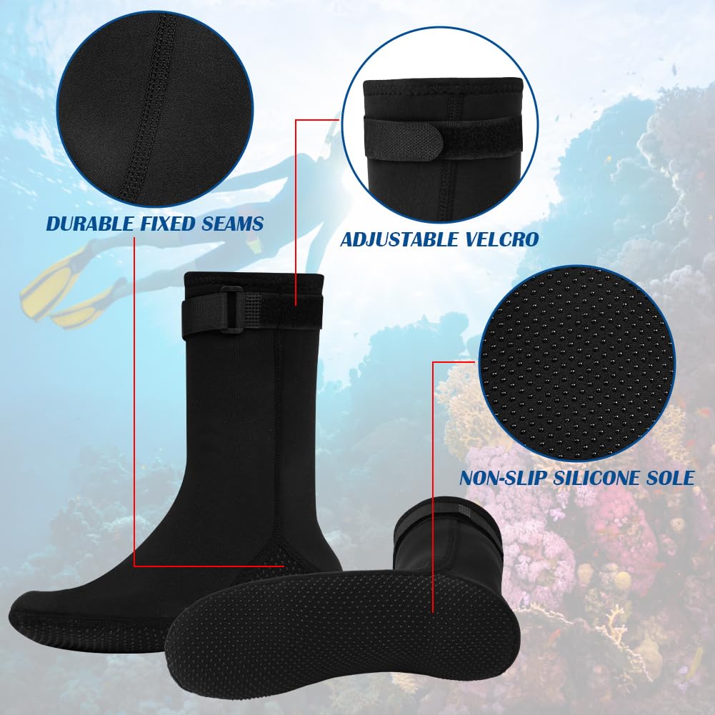 AUAUY Gloves and Socks, Unisex Thermal and Anti-Slip Diving and Snorkelling Gloves and Wetsuit Socks with Adjustable Waist Strap
