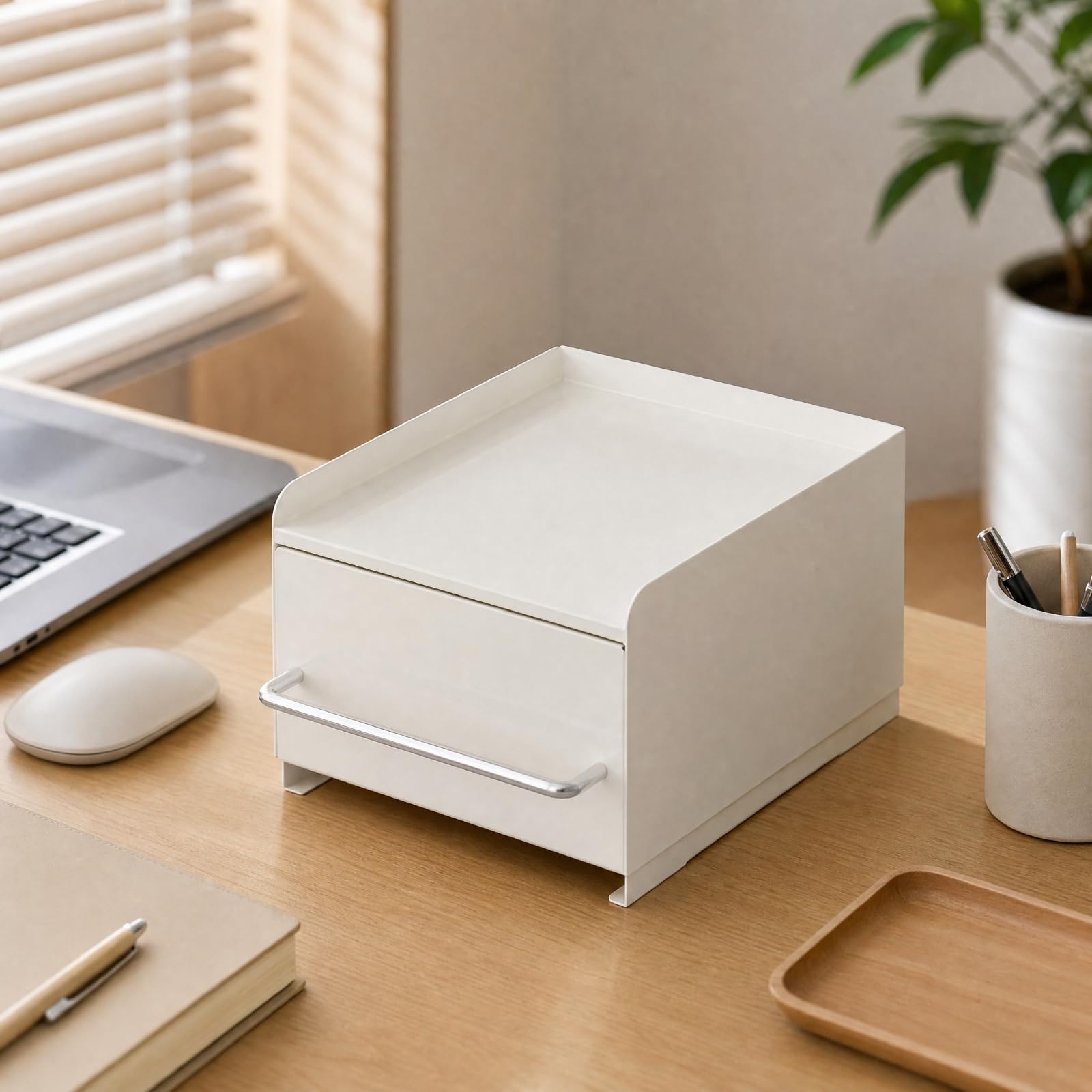 Organizador Encimera con Manija Metálico Puro Organizador Escritorio con Cajón Ahorra Espacio para Oficina, Dormitorio, Espacio para Café, Estilo B
