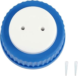 Pastein Blue GL45 Safety Filling Cap with One Hole for Glass Bottles, 1/8 Inch OD Tubing, Complete Kit (4, 2-Port)